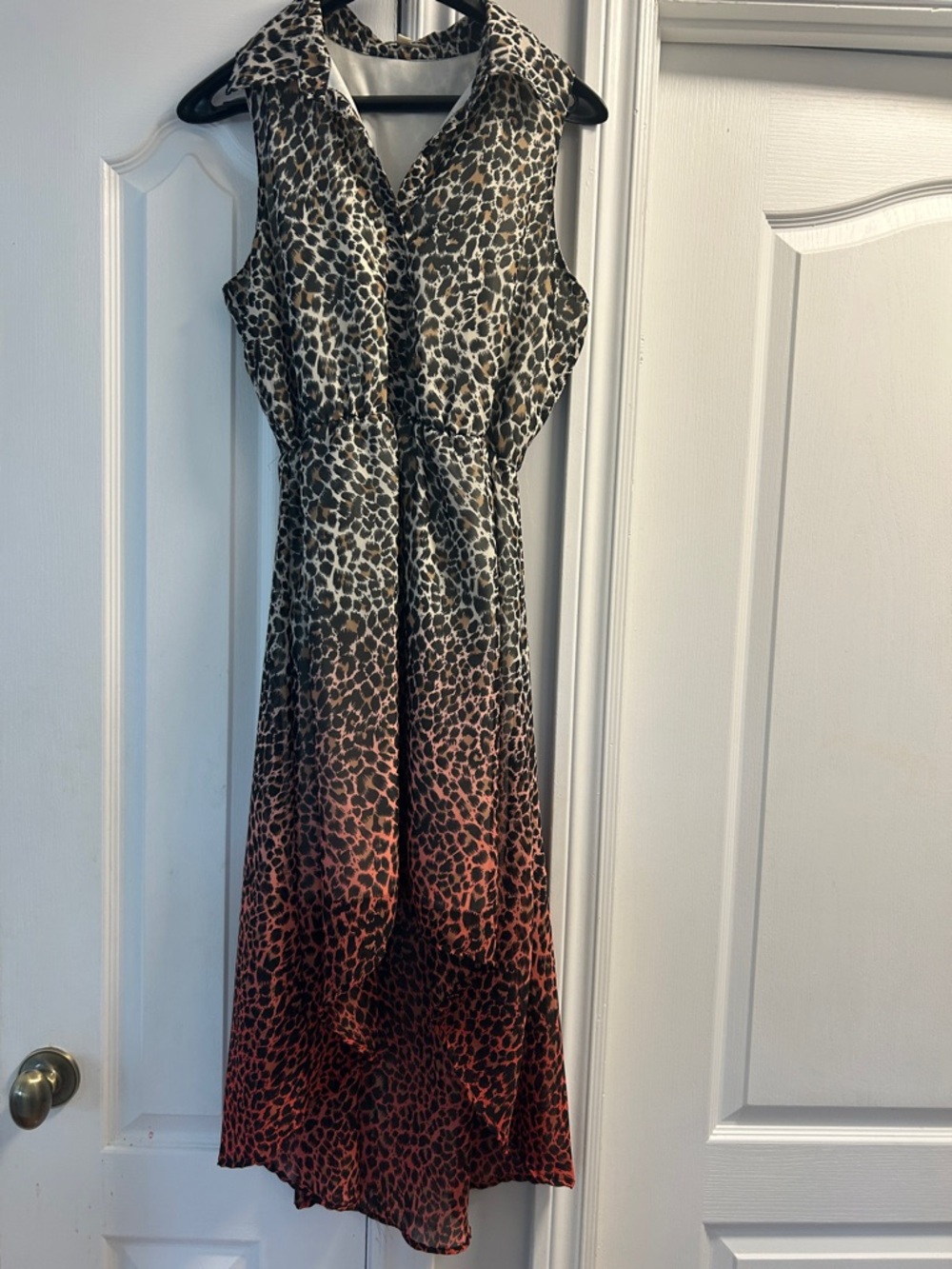 Tramp Leopard Print Ombre Maxi Dress in Brown and Coral